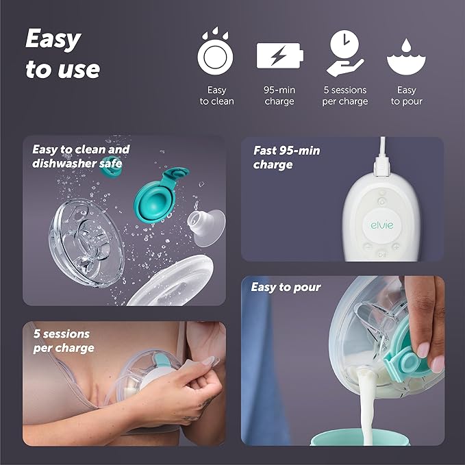 Elvie Stride 2 - Single Wearable Electric Breast Pump - Hands Free Breast Pump