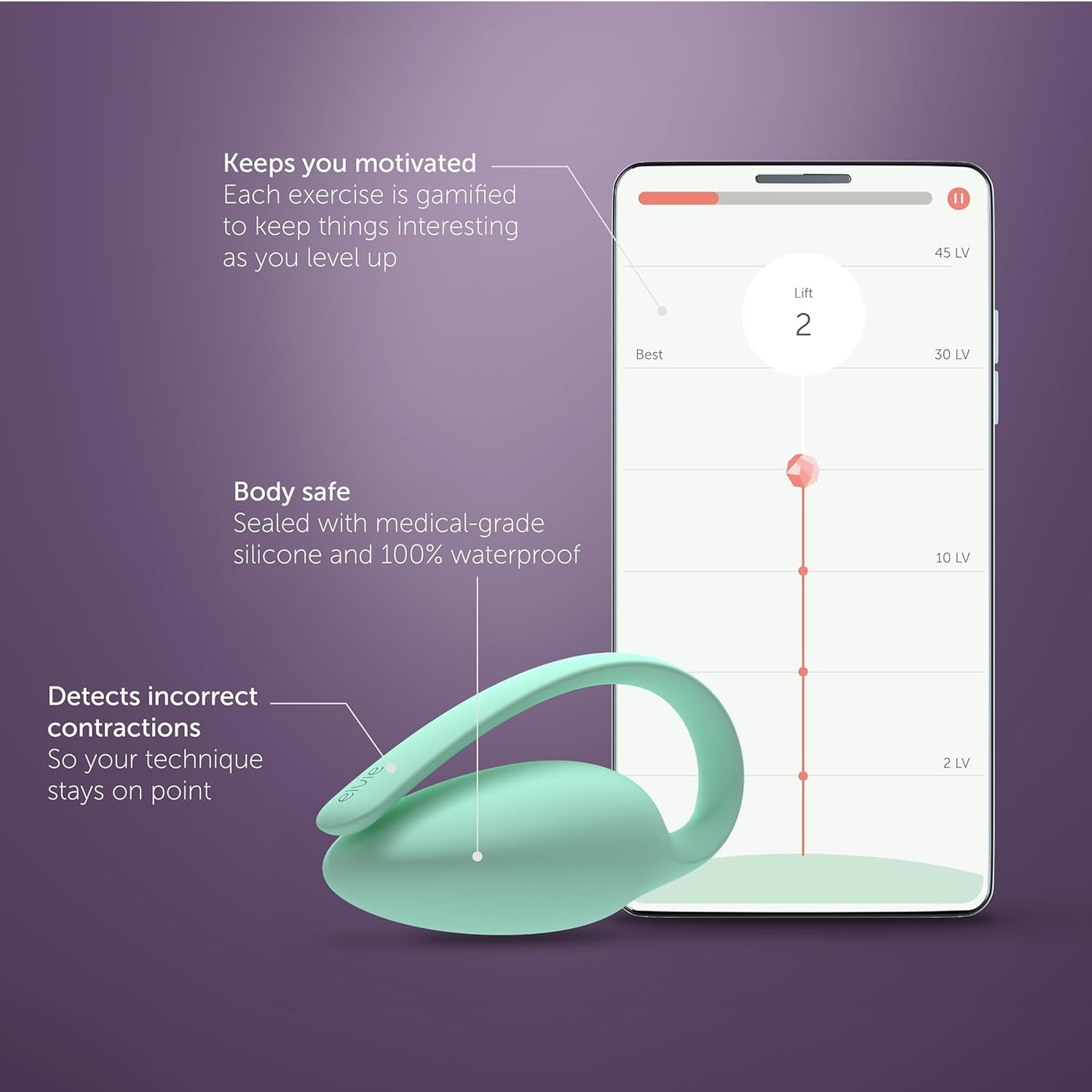Pelvic Floor Strengthener for Women - Elvie Women's Pelvic Floor Trainer, Smart Kegel Exerciser - App Controlled with biofeedback - Know When You are not Doing The Right Move