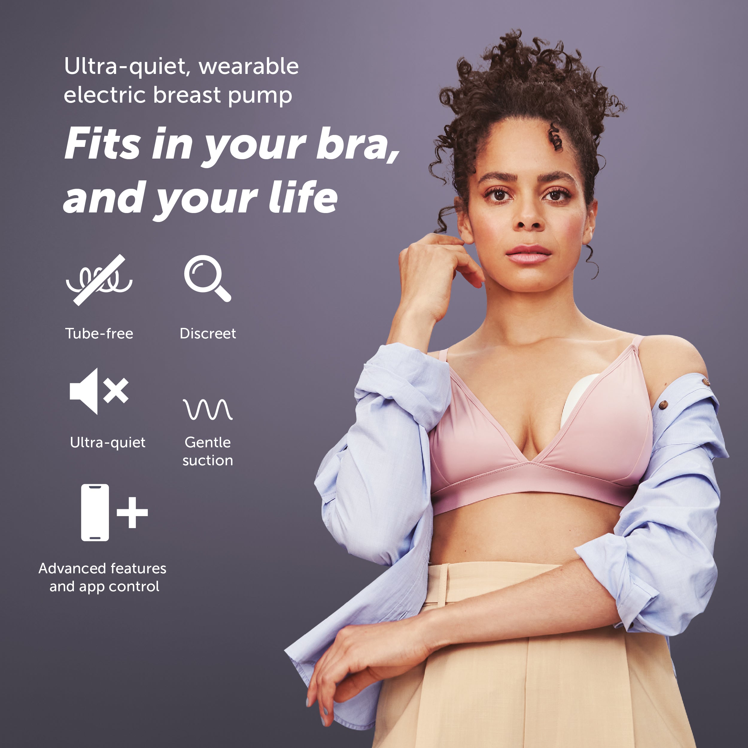 thumbnail image 2 of Elvie Hands-Free Wearable Electric Breast Pump – SmartRhythm Tech, Double Pump, White 2 of 3