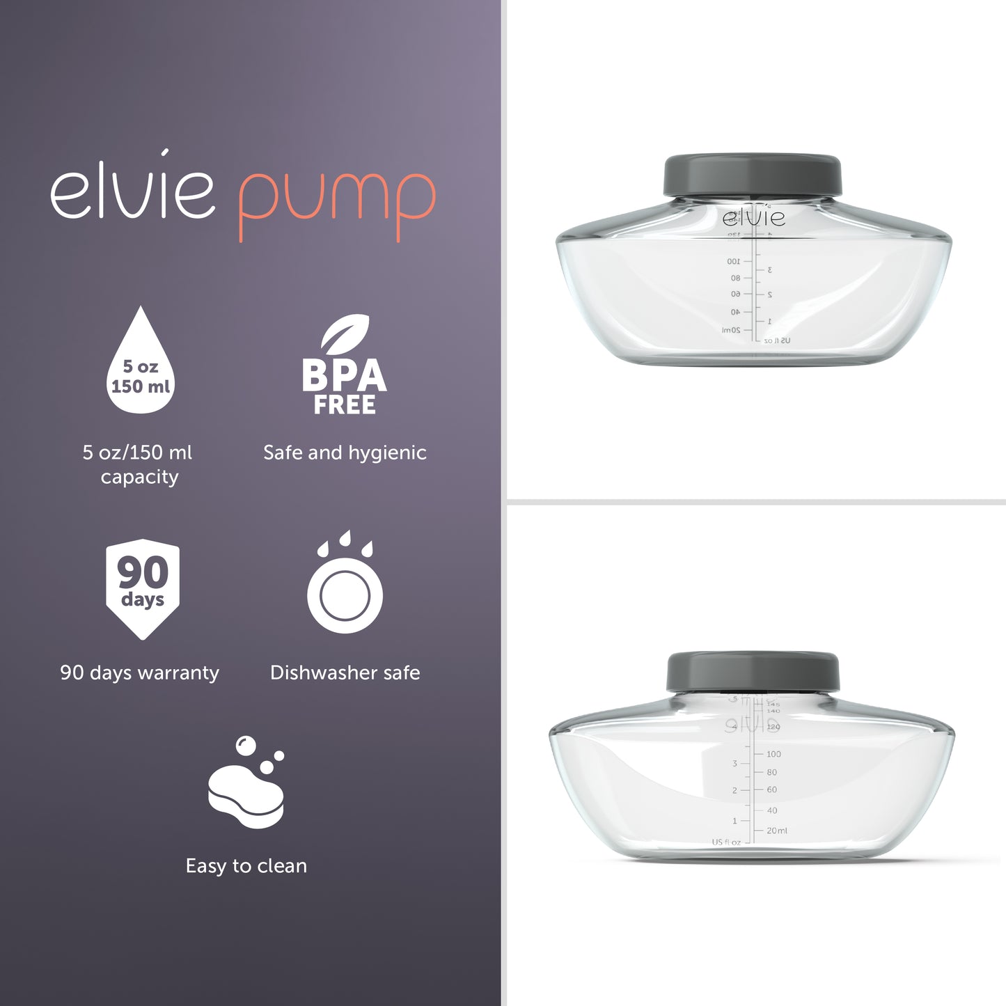 Elvie Breast Pump Bottles Only Pack of 3